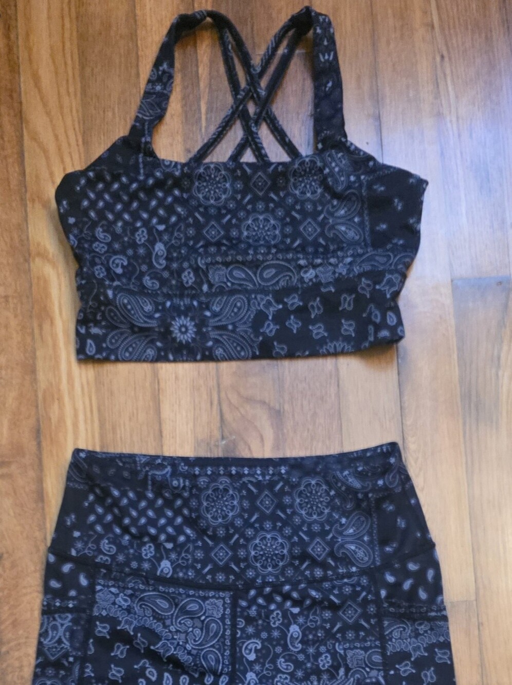 Constantly Varied Gear Black Paisley Print Leggings & Cropped Sports Bra Set